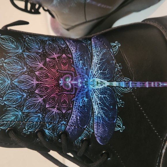 Purple Dragonfly Mandala Women's Boots Size 9 - Picture 12 of 13